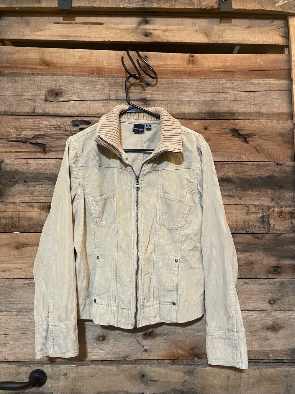 Sonoma Beige Corduroy Zip-Front Jacket